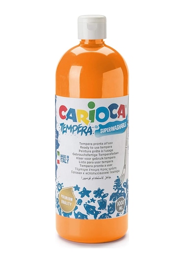 Carioca Tempera Turuncu 1000 ML Süper Yıkanabilir Guaj Boya Ko03 Çok Renkli