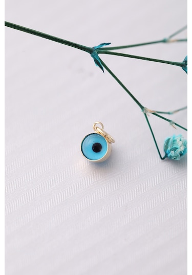 14 Ayar Altın Mini Mavi Göz Boncuk Kolye Ucu