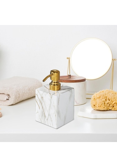 Homyl Mermer Dokulu Sabunluk Pompası Sabunluk, Banyo Sıvı Altın