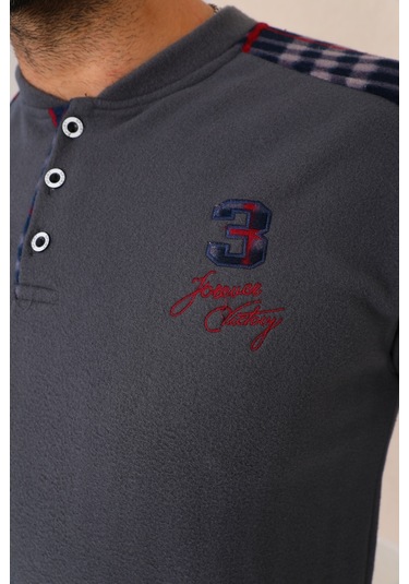 Nisanca Kışlık Sıcak Tutan Erkek Polar Pijama Takımı Gri