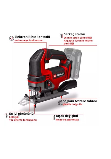 Einhell TE-JS 18/100 Li - Solo Akülü Dekupaj Testere (Akü ve Şarj Hariç) - 4321270