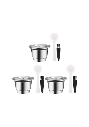 Metabagua Sant Kuee 3x Espresso Doldurulabilir Kapsüller Yeniden Kullanılabilir Pod Espresso Kahve Pod Paslanmaz Çelik Kapsüller Uyumlu 5gd2c3 Silver
