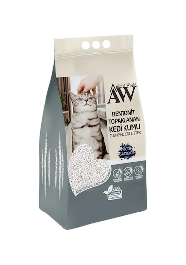 Animal World Aktif Karbonlu Topaklaşan Bentonit Kedi Kumu 10 L