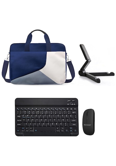 Microcase Samsung S11 Ultra 14.6 İnch Tablet İçin Tablet Çanta + Bluetooth Klavye + Mouse + Tablet Standı Siyah- Al4234 Omuz Çantası