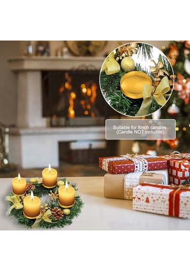 H47436-10 Noel Advent Çelengi 12 Inç Advent Mumluk Halkası Yapay
