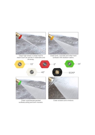 Gajeena Stainless Steel 4000 Psı Yüksek Basınçlı Yıkama Makinesi Genişletme Kolu - 5 Renkli Uçlar