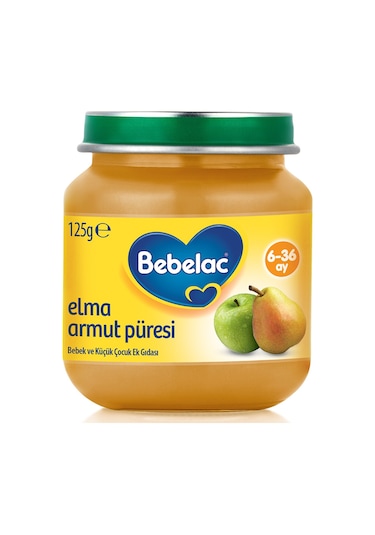 Bebelac Elma Armut Püreli 6-36 Ay Kavanoz Maması 125 G