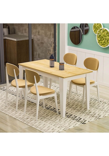 Şimal Yemek Masası 120x72 Beyaz - Safir Meşe