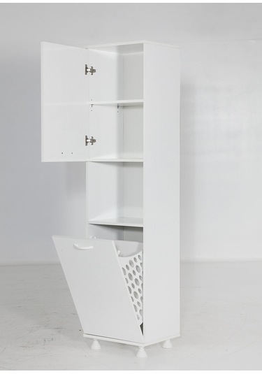 Mina Sepetli Çok Amaçlı Dolap Banyo Dolabı Kiler Dolap Çamaşır Sepetli / Beyaz Beyaz