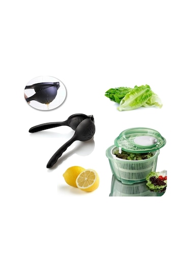 Yeşil Salata Kurutucu Ve Döküm Narenciye Limon Sıkacağı 2'li Set