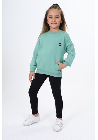 Toontoy Kız Çocuk Baskılı Taytlı Takım Koyu Pudra