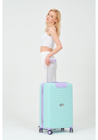Keo-plus Turkuaz-lila Orta Boy Silikon Kırılmaz Pp Valiz Siyah