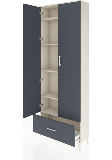 Arges Dolap 5 Raflı Tek Çekmeceli 2 Kapaklı 88x30x243 Aytaşı-... Aytaşı