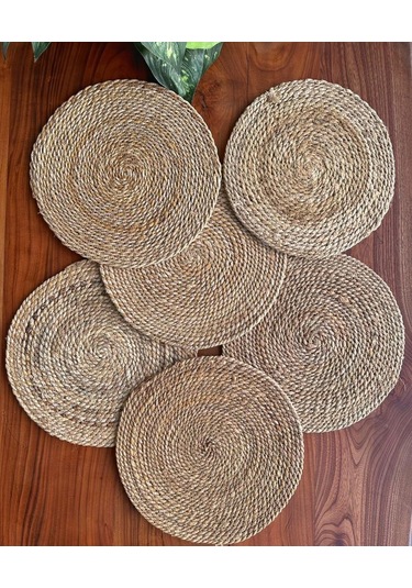 Atbyhome Hasır Supla 6'lı Kalın Sık Örgülü 35 Cm Bej