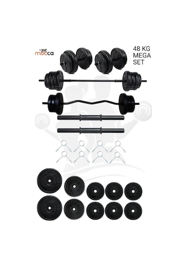 48 Kg Z-Barlı MEGASET Halter Seti Ve Dambıl Seti ,Ağırlık Seti , Fitness Seti