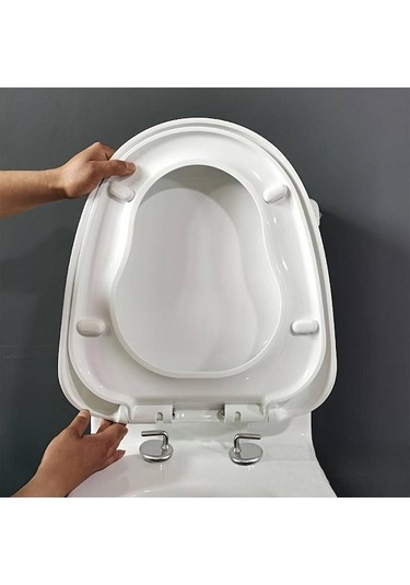 Trendooze Tuvalet Koltuk Kapağı Menteşeli Sağlam Montaj Banyo Gümüş Gümüş