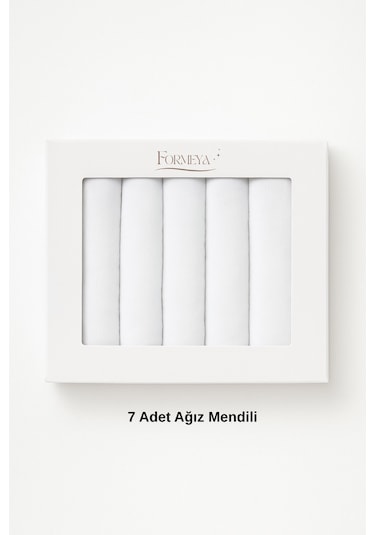Özel Seri 7'li Pamuklu Bebek Ağız Silme Mendili Bebek Mendili Beyaz