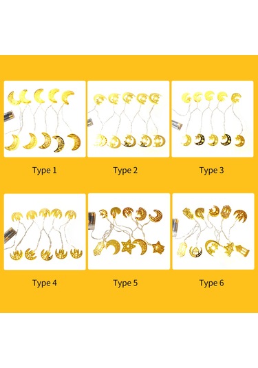 Geeksen Ramazan Bayramı Led Ay Şekilli Müslüman Tarzı Dekoratif Avize Işıkları Pencere Süsü Ve Parti Aydınlatması Çok Renkli
