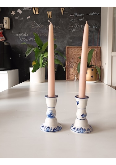 İkili Şamdan Mum 2x25cm Kum Beji