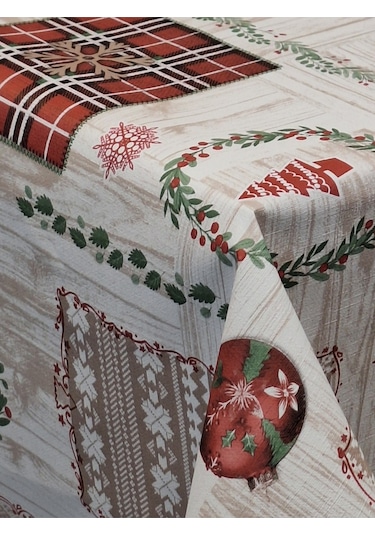 Yeni Yıl Desenli Elyaflı Pvc Masa Örtüsü Silinebilir Ve Su Geçirmez Muşamba Fnt1224 Çok Renkli