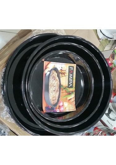 Emaye Fırın Tepsi Seti 34/38/42 CM Boylarda 3 Tepsi Siyah