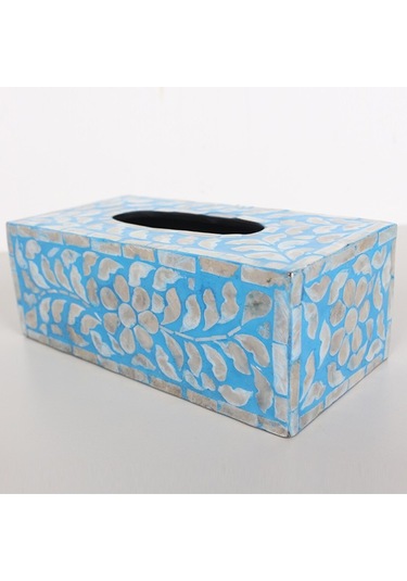 Anita Sedefli Dikdörtgen Peçetelik 23x12x8,5 Cm Mavi