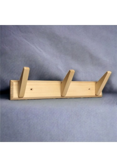 Tek-iş Masif Ahşap Portmanto Duvar Askısı Üçlü 3'lü Ahşap Duvar Askısı Ahşap