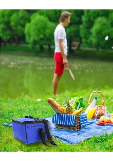 Büyük Sıcak Soğuk Tutucu Korumalı Buzluk Kamp Piknik Plaj Termal Termos Çanta Mavi