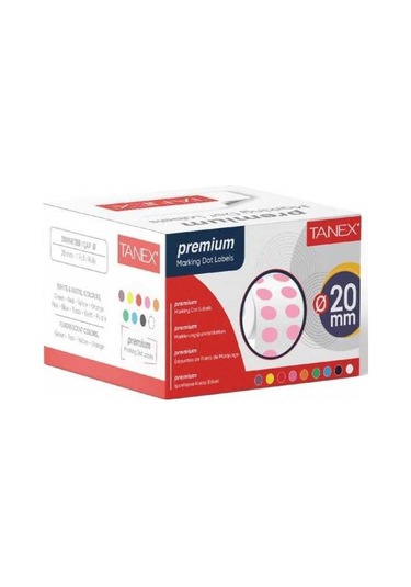Tanex Nokta Etiketi 2500 Li Tekli Kutu 20 Mm Pembe