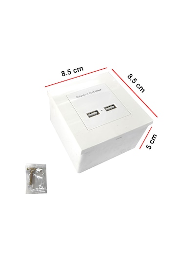 Usb Priz Duvar Tipi Kasalı Usb Priz Sıva Üstü 5v 2a Çift Usb'li Priz