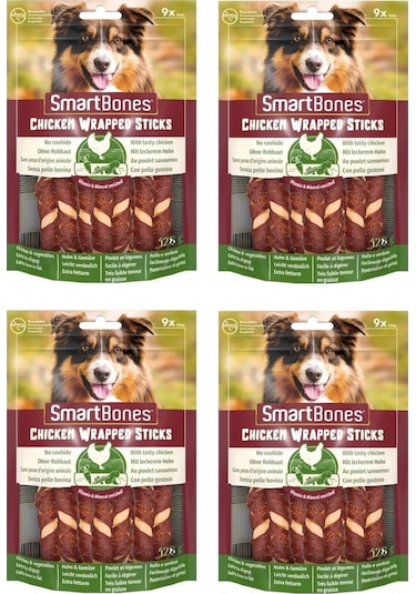 Smartbones Tavuk Sargılı Stick Mini Köpek Ödülü 9 Lu 112 Gr. X 4 Adet