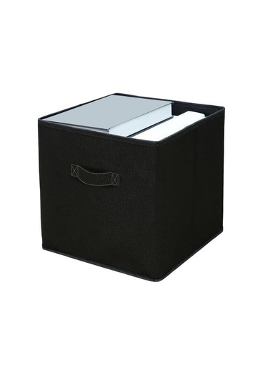 Saplı Kumaş Saklama Küpü Büyük Kapasite Kolay Erişim Katlanabilir Ağır Hizmet Oyuncakları Siyah