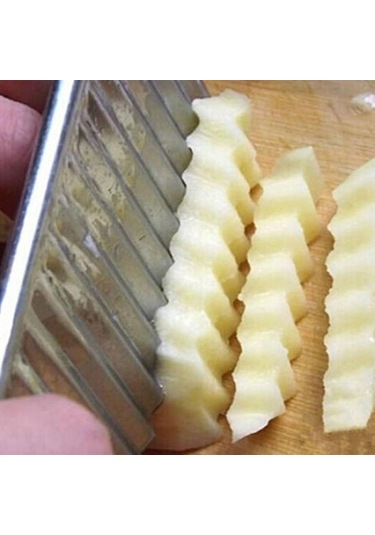 Paslanmaz Çelik Patates Cipsi Sebze Kırışık Kesici Bıçak Dilimleme Dalga Bıçağı Gümüş