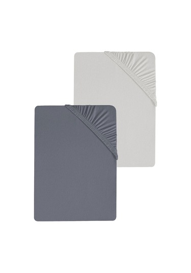 2 Adet Düz Pamuklu Tek Kişilik 120 X 200 Cm Lastikli Penye Çarşaf-açıkgri-antrasit