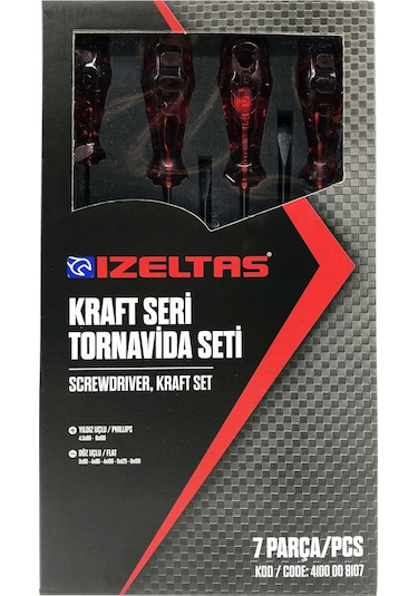 İzeltaş Kraft Seri Tornavida Seti 7  Parça