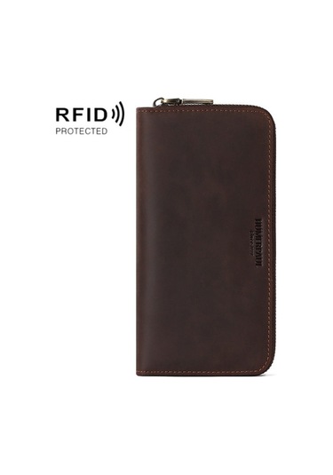 Sones Humerpaul Bp816 Rfıd Anti-Manyetik Erkek Uzun Cüzdan İş Retro Çoklu Kart Solt Çanta Kahverengi
