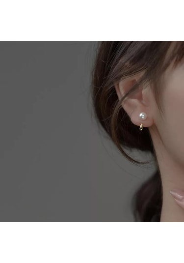 Şık İncilli Damla Çelik Küpe - Kararmaz, Antialerjik -yeni Moda Gold Kaplama