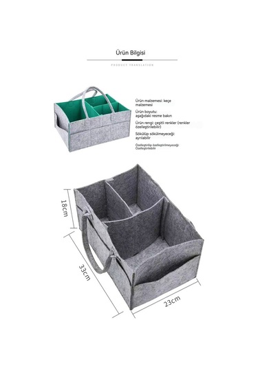 Eternal Luck Keçe Çocuk - Bebek Bakım Çantası - Gri