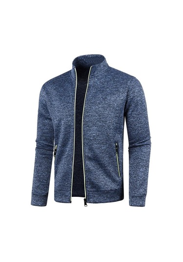 Erkek Hırka Fermuarlı Kapşonlu Siyah Yeşil Gri Kontrast Renkler Ceketler Moda Rahat Yüksek Stand Sweatshirtler Montlar Spor Giyim Yasheng Lacivert