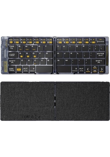 Yunboo F69 Transparan Çift Katlı Bluetooth Klavye - 3 Cihazı Eş Zamanlı Bağla, Taşınabilir, Tüm Sistemler İçin Uyumlu Diğer