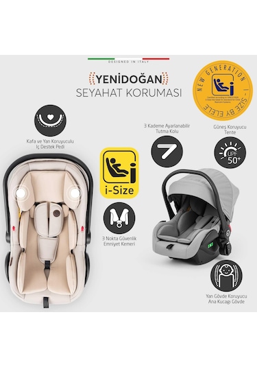 Elele Hera Travel Sistem Bebek Arabası Silver Gri