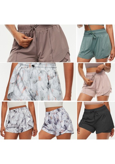 Reedark Kadın Spor Şortu: İki Parça Tasarım, Hızlı Kuruma, Nefes Alabilir, Ayarlanabilir Bel, Yoga Ve Koşu İçin İdeal Yeşil, L Beden Yeşil