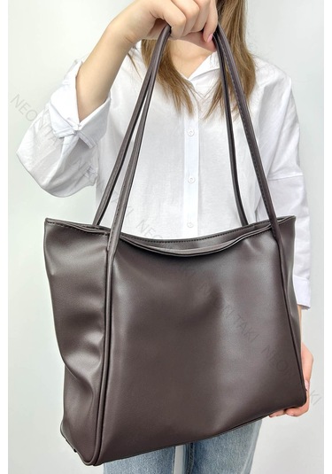 Çift Saplı Yumuşak Deri Omuz Ve El Çantası Acı Kahve, 71 Kahverengi