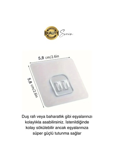 6 Ad. Ekstra Güçlü Kendinden Yapışkanlı İz Bırakmaz Suya Dayanıklı Banyo Rafı Tablo Ayna Askı Kanca Çok Renkli