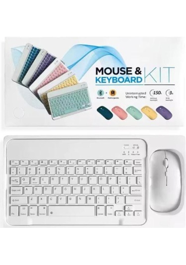 Zr20km Beyaz Kablosuz Klavye Mouse Set Lazer