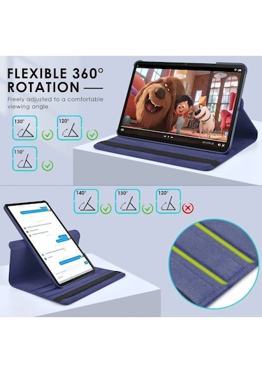 Samsung Galaxy Tab A9+ Plus 11 Inç Tablet Uyumlu 360 Döner Pu Deri Kılıf Seti Sm-x210 Kılıf