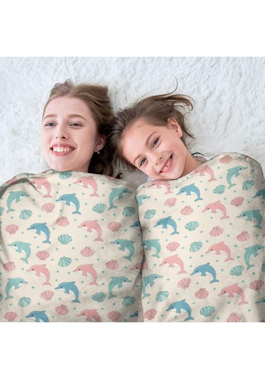 Dolphin Desenli 47 İnç Yuvarlak Polar Battaniye, Yumuşak, Hafif, Yetişkin & Çocuk-a14 Dolphin Shell Dot