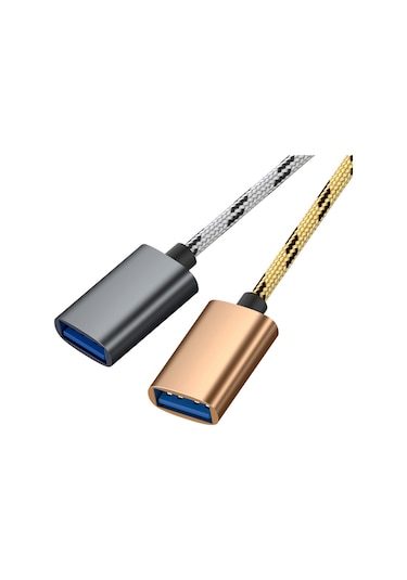 Suofeng Nylon Örgü Type-c/micro Usb Çift Uçlu Veri Kablosu - Usb 3.0 5gbps Hızlı Transfer - Android Telefonlar İçin - Gri Renk