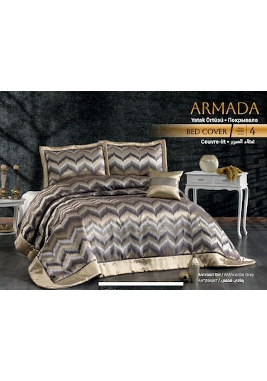 Güzide Klasik Yatak Örtüsü Armada Antrasit Gri