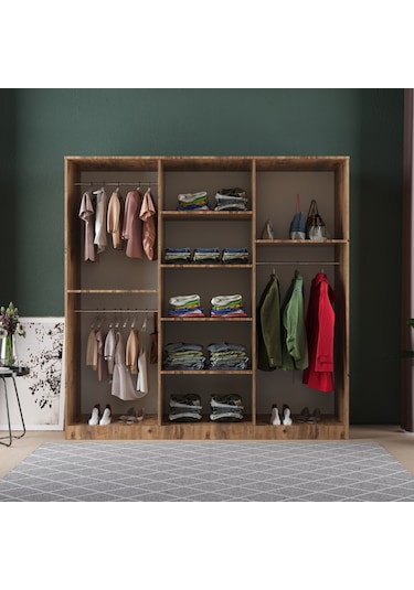 Nil 6 Kapaklı Eko Bazalı Gardırop - Mdf Kapak Aytaşı